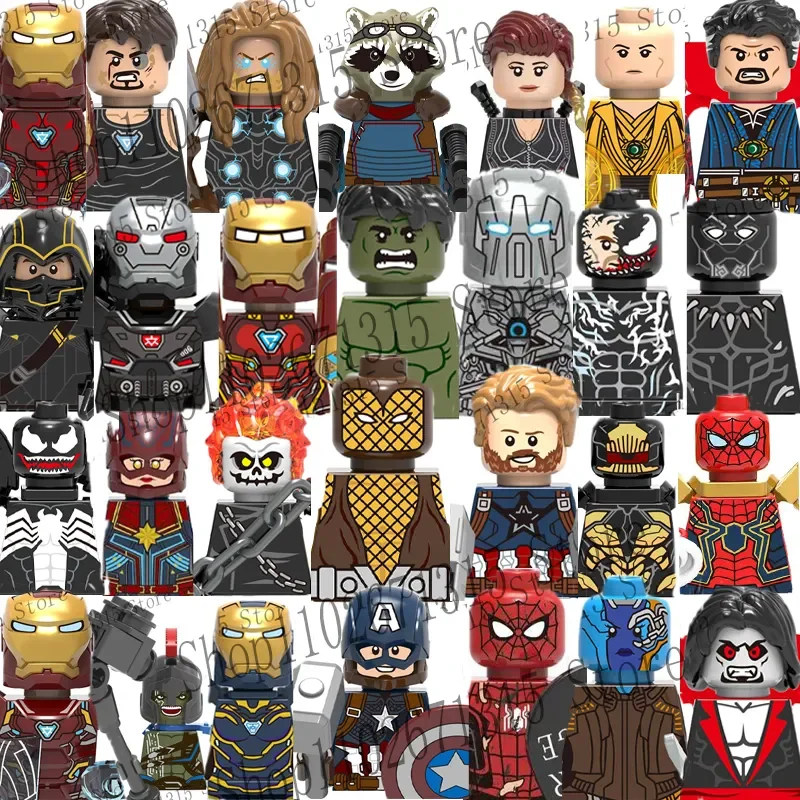Lego Minifigure Holder - Blocos de Montar Marvel Avengers Super-heróis