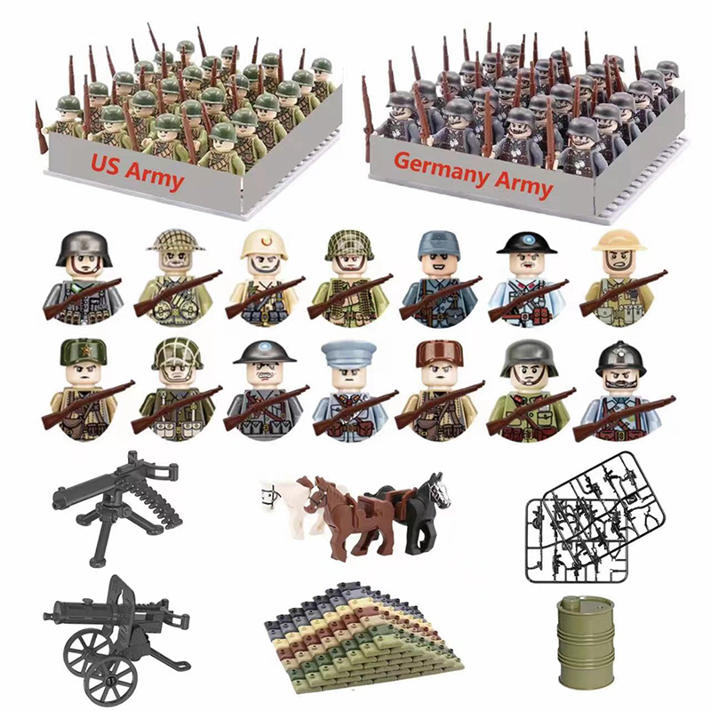 Lego Minifigure Holder - 24 pçs/lote ww2 personagem militar ww2